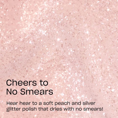 OPI RapiDry Cheers to No Smears | Semi-sheer Soft Peach Glitter Quick Dry Nail Polish | Vegan, Smudge Proof, Fast Drying