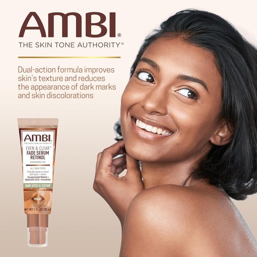 Ambi Even & Clear Fade Serum - Hydroquinone-Free Dark Spot Corrector with Retinol & Niacinamide | 1 Fl Oz