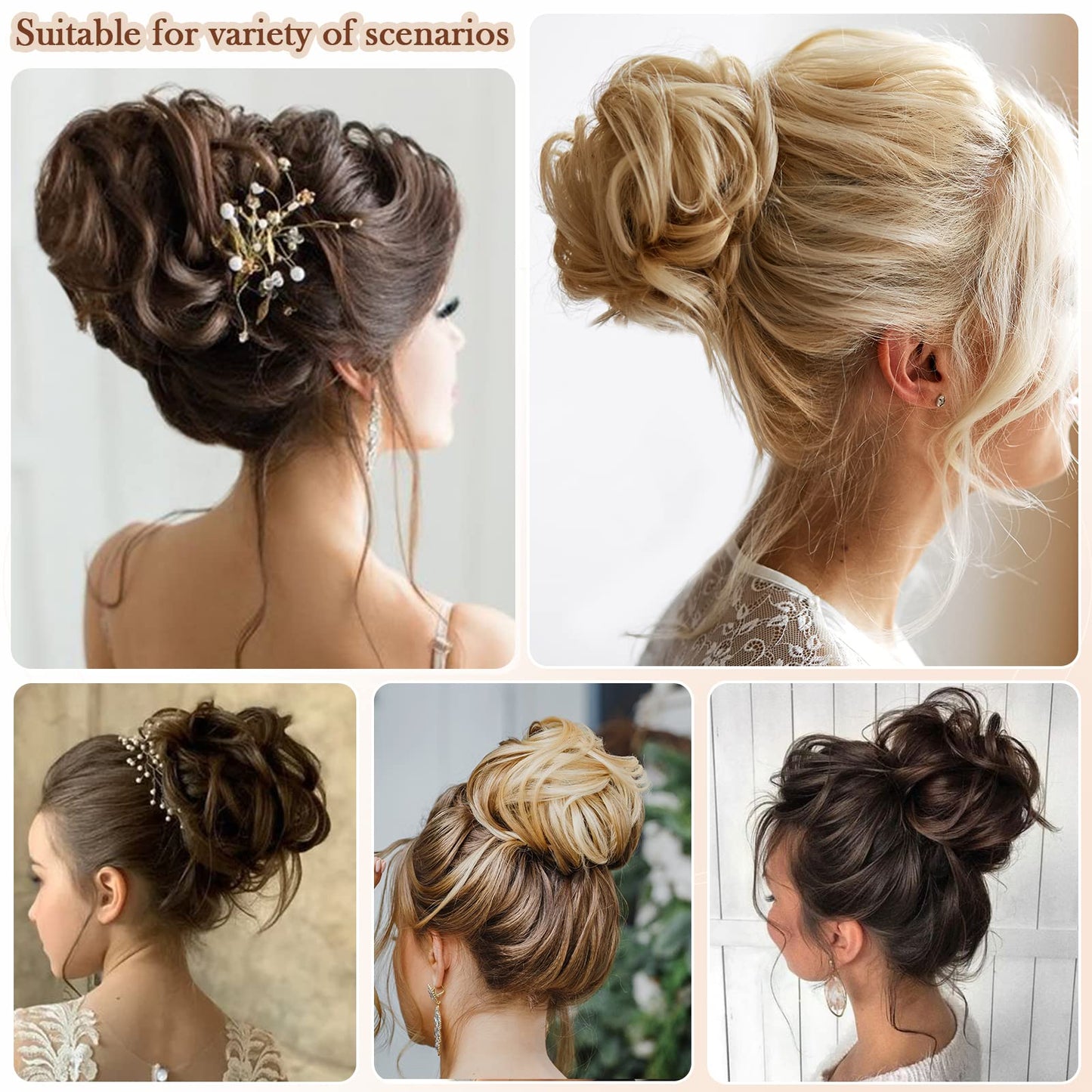 Wodelanle Claw Clip Messy Bun Hair Piece Wavy Hair Bun Curly Messy Bun Hair Piece Synthetic Tousled Updo Hair Extensions Ponytail Scrunchies Hairpieces for Women,Bleach Blonde