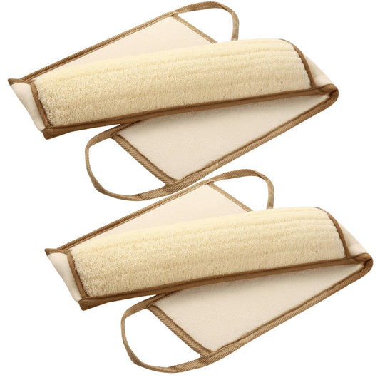 Exfoliating Natural Loofah Sponge Back Scrubber for Shower, Exfoliating Sponge for Shower, Bath Shower Scrubber for Men and Women, Luffa Scrubber to Clean Your Back Deeply Relax Your Body (2 Pack)