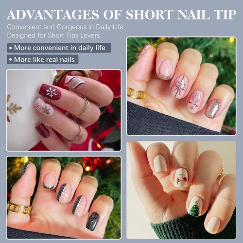 Gelike ec Extra Short Nail Tips: XS Square Soft Gel Nail Tips Full Cover - 300PCS Square Shaped for Acrylic Nails, Clear Gelly Tips Pre-Buffed PMMA False Press on Nails 15 Sizes, EXTRA SHORT SQUARE