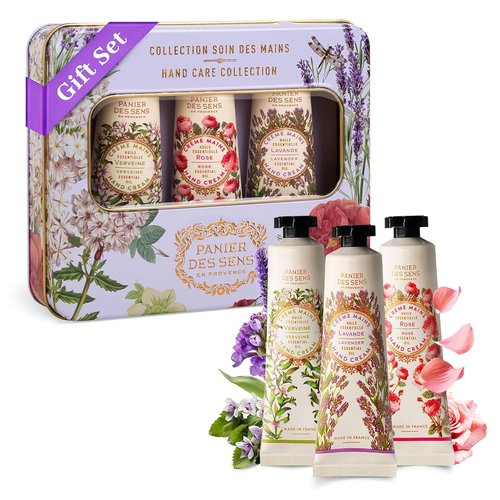 Panier des Sens - Mini Hand Cream Set - Natural Moisturizing Lotion | Rose, Lavender, Verbena - 3 x 1 Fl Oz Travel Size Gift for Women
