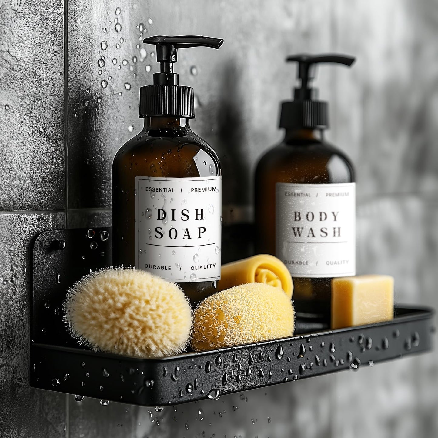 Liba Waterproof Bottle Labels 24 PCS, Shampoo, Bathroom Soap and Conditioner Dispenser Label Stickers, Suitable for Glass/Plastic Spray Bottles(White)