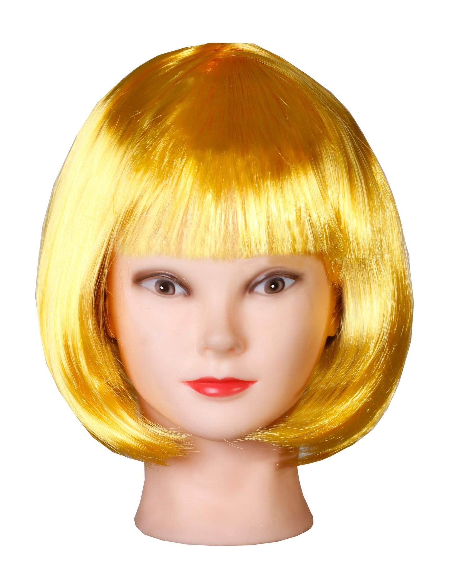 Matissa Short Straight 10" Bob Wig with Bangs Synthetic Fancy Dress Costume Halloween Party (Yellow)