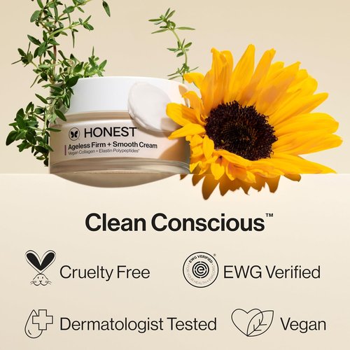Honest Beauty Ageless Firming Cream - Vegan Collagen & Elastin for Smoother Skin | 1.7 fl oz