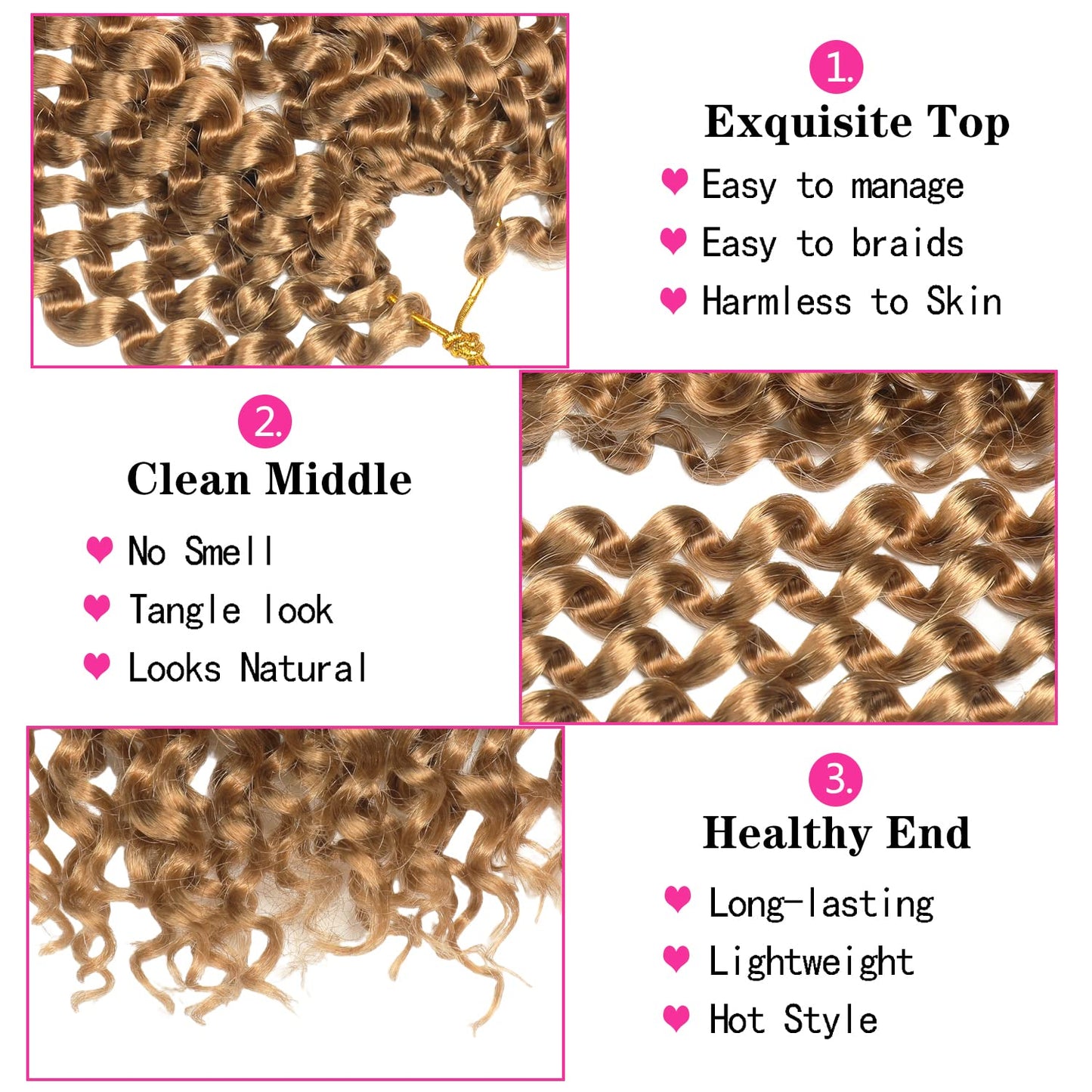 18 Inch Passion Twist Hair, Blonde Water Wave Crochet Hair for Women Passion Twist Crochet Hair Long Bohemian Synthetic Curly Passion Twists Braiding Hair Extensions (18 Inch (Pack of 2), #27)