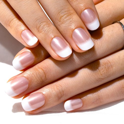 Curvlife Soft Gel Press on Nails Gel Fake Nails, French Style Design Full Cover False Nails for Women Reusable Nail Kit with Nail Glue Adhesive Tabs Nail File