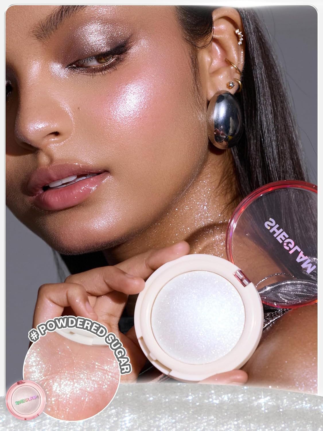 SheGlam Glowchi Bouncy Highlighter - Mochi-Like Formula for Long-Lasting Shimmer | Powdered Sugar