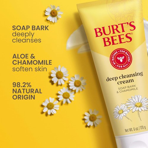 Burt's Bees Facial Cleanser - Deep Cleansing Cream with Chamomile | All-Natural, 6 Ounce (Pack of 3)
