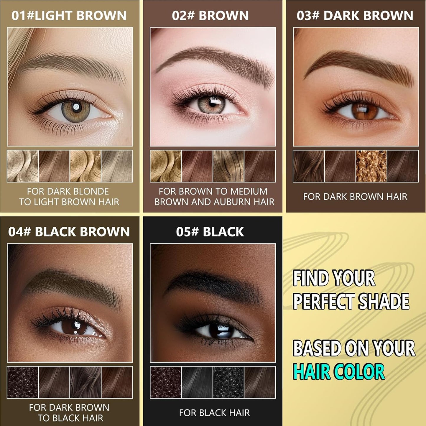 Skiennix 2-in-1 Long-Lasting Eyebrow Pencil & Brow Gel - Light Brown & Dark Brown Shades