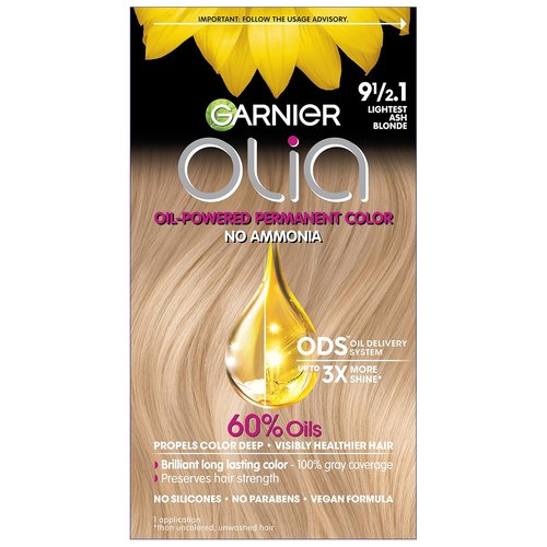 Garnier Olia Hair Color - Ammonia-Free Permanent Dye, Oil-Rich Formula, 9 1/2.1 Lightest Ash Blonde