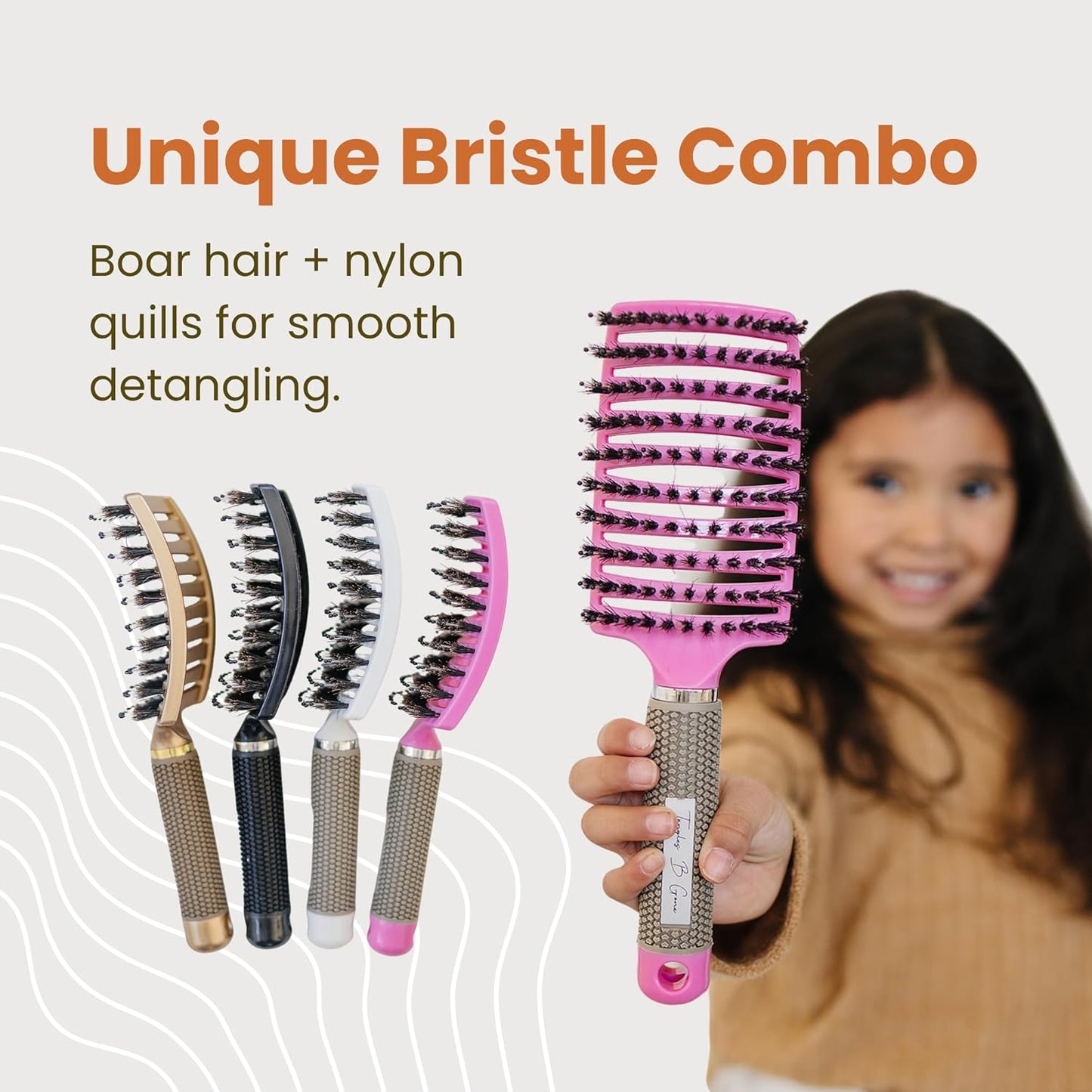 Skiennix Detangling Hair Brush - Gentle Knot Remover with Flexible Bristles | Lightweight Ergonomic Design, Black
