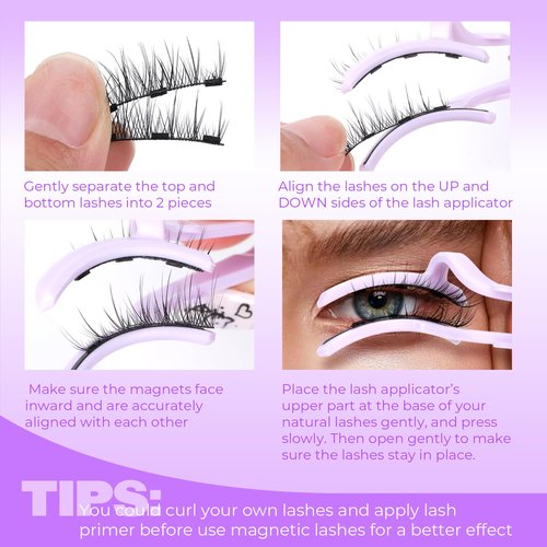 JIMIRE Magnetic Eyelashes Natural Look Soft Magnetic Half Lashes Reusable Comfortable Magnetic Half Eyelashes with Applicator No Glue No Eyeliner Needed Wispy Cat Eye Magnetic Lashes