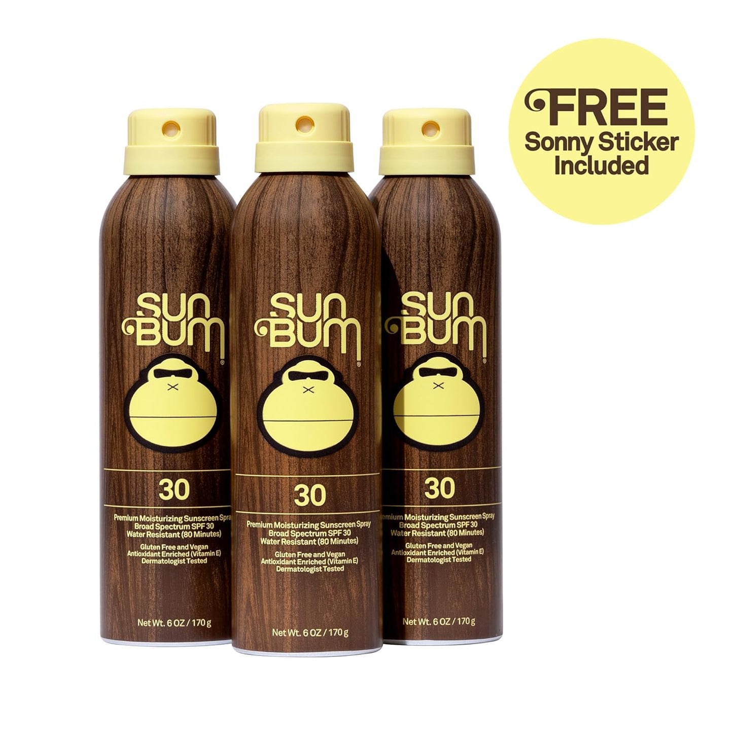 Sun Bum Moisturizing Sunscreen Spray - SPF 30 | 6 oz | 3-Pack for Ultimate Skin Protection