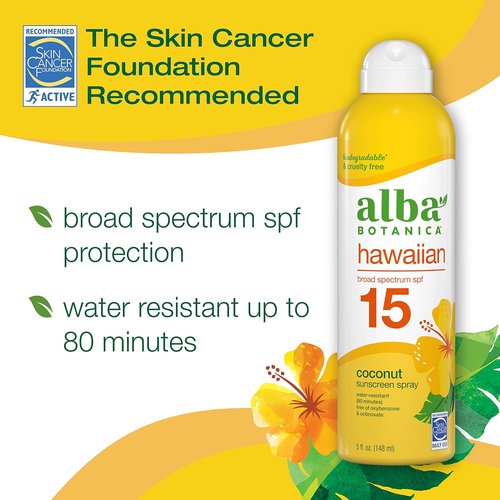 Alba Botanica Sunscreen Spray - Broad Spectrum SPF 15, Water Resistant & Biodegradable, 5 fl. oz.