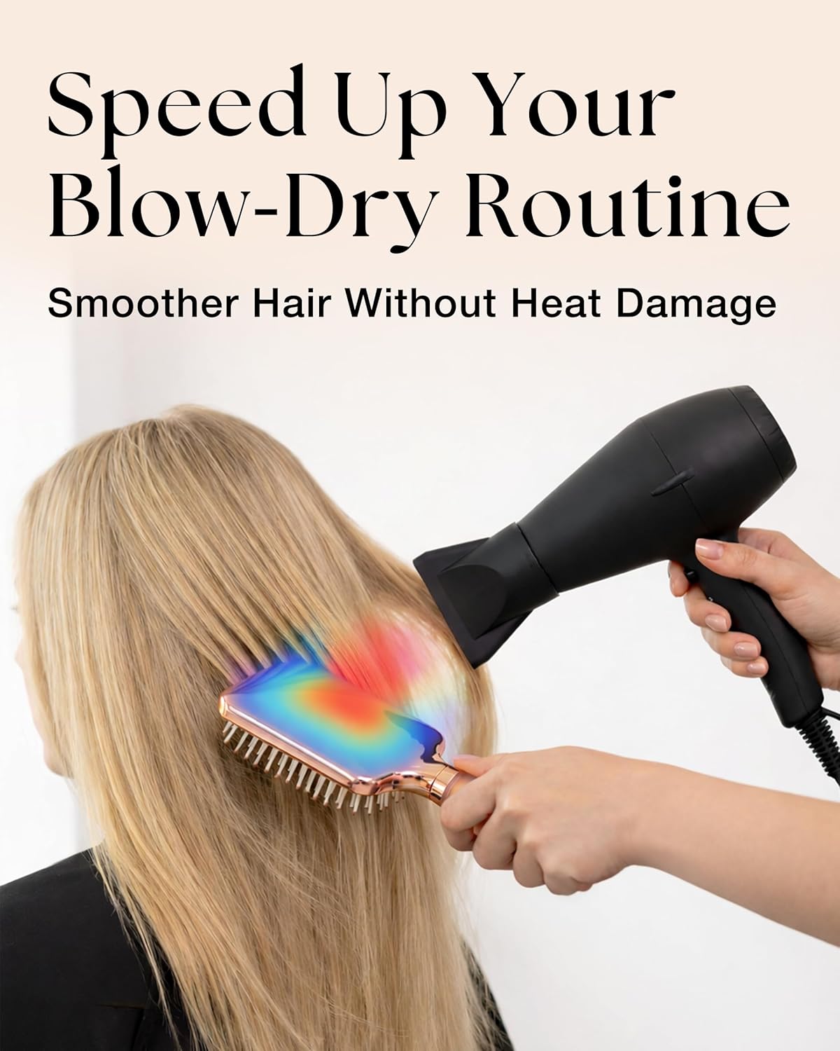 Lily England Paddle Hair Brush - Professional Detangling & Blow Drying Tool | Rose Gold-White Design