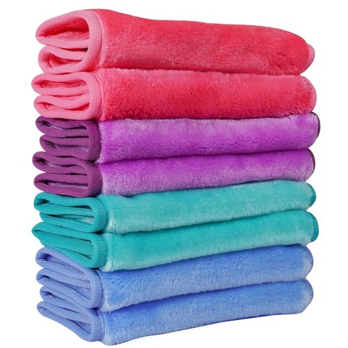 Nugilla Makeup Remover Cloths - 8 Pack Reusable Soft Microfiber Face Towels for Women