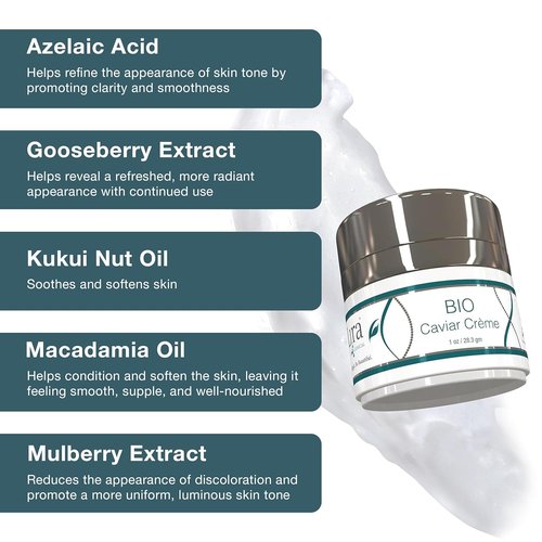 Lira Clinical BIO Caviar Crème - Hydrating Facial Moisturizer with Peptides & Vitamin C - Travel Size 1 oz