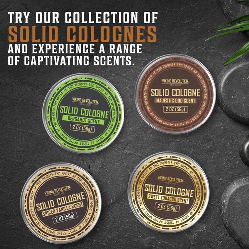 Viking Revolution Sweet Tobacco Solid Cologne for Men - 2 Oz Balm Perfume - Travel Wax (1 Pack)