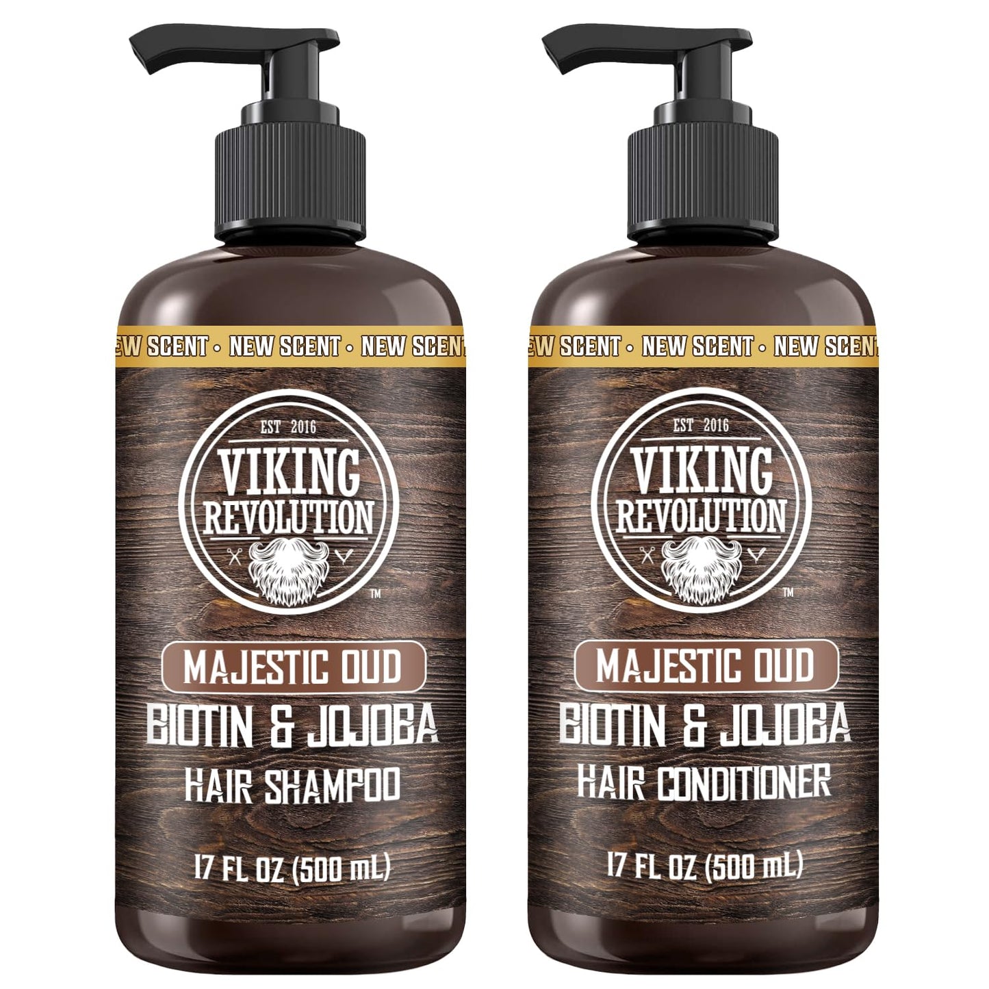 Viking Revolution Majestic Oud Men's Shampoo & Conditioner Set - Biotin & Jojoba Oil for Thinning Hair (17 oz)
