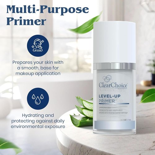 Clear Choice Level-Up Primer 1.7oz - Lightweight Antioxidant Face Primer for Hydration & Smooth Makeup Application