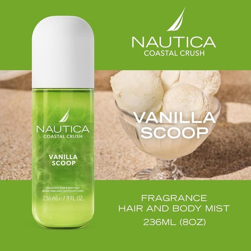 Nautica Vanilla Scoop Hair & Body Mist - Decadent Gourmand Scent with Pistachio & Cherry Blossom, 8 fl oz