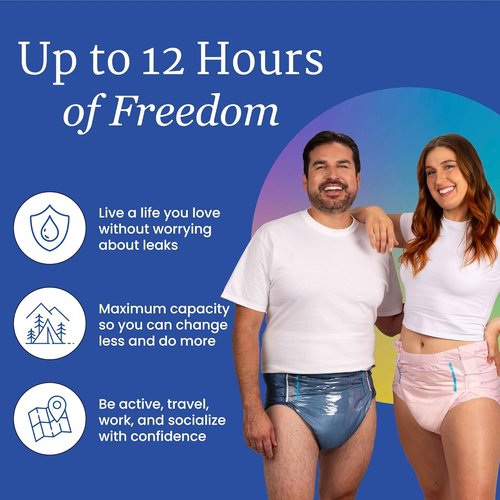 NorthShore MegaMax Adult Diapers - 12-Hour Protection for Heavy Bladder Leaks | Medium, 10 Count, White (32-44 inches)