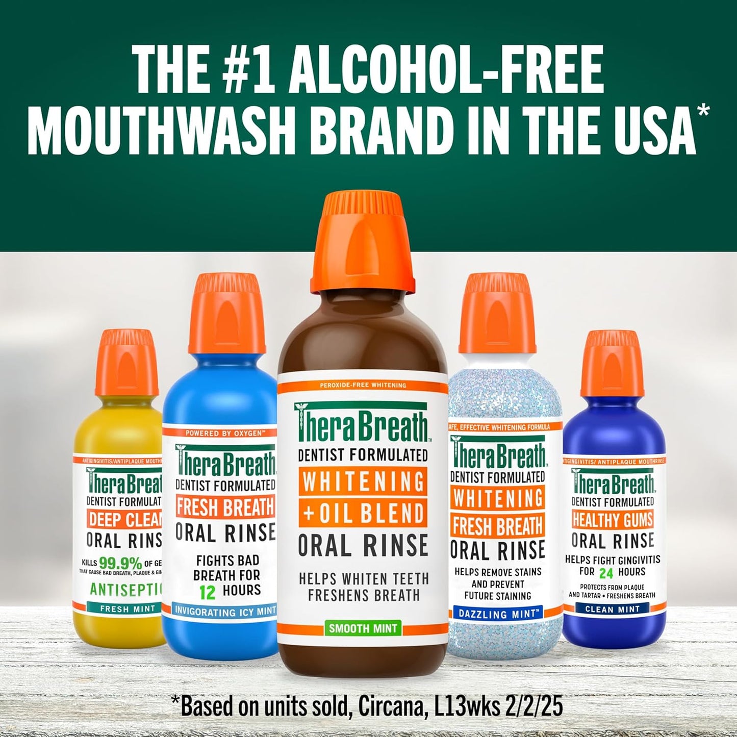 TheraBreath Whitening Mouthwash - Alcohol-Free & Peroxide-Free Oral Rinse, Smooth Mint, 16 Fl Oz