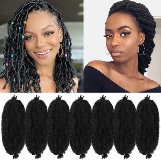 Marley Hair 12 Inch 7 Packs Pre Separated Springy Afro Twist Hair Marley Twist Braiding Hair for Faux Locs Crochet Hair Pre Fluffed Spring Twist Hair Synthetic Hair Extensions (12",1B)