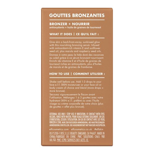 e.l.f. SKIN Bronzing Drops, Liquid Bronzer For Face & Skin, Creates A Sun-Kissed Glow, Infused With Vitamin E, Vegan & Cruelty-Free, Rose Gold