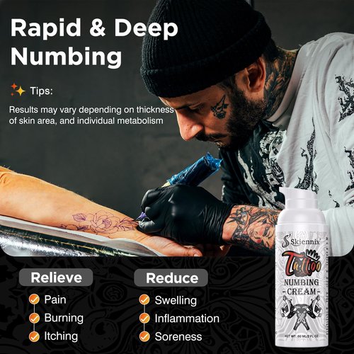 Skiennix 6 Hours Maximum Strength Tattoo Numbing Cream(56ml) - Best Painless Tattoo Numbing Cream for Waxing, Piercing, Microneedling, Permanent Makeup, Numbing Cream for Tattoos Extra Strength