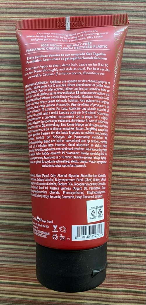 Earthly Body MKS Eco Moisture Masque - Hydrating Hair Mask with Argan & Hemp Oils | 7 oz for Revitalizing Dry Hair