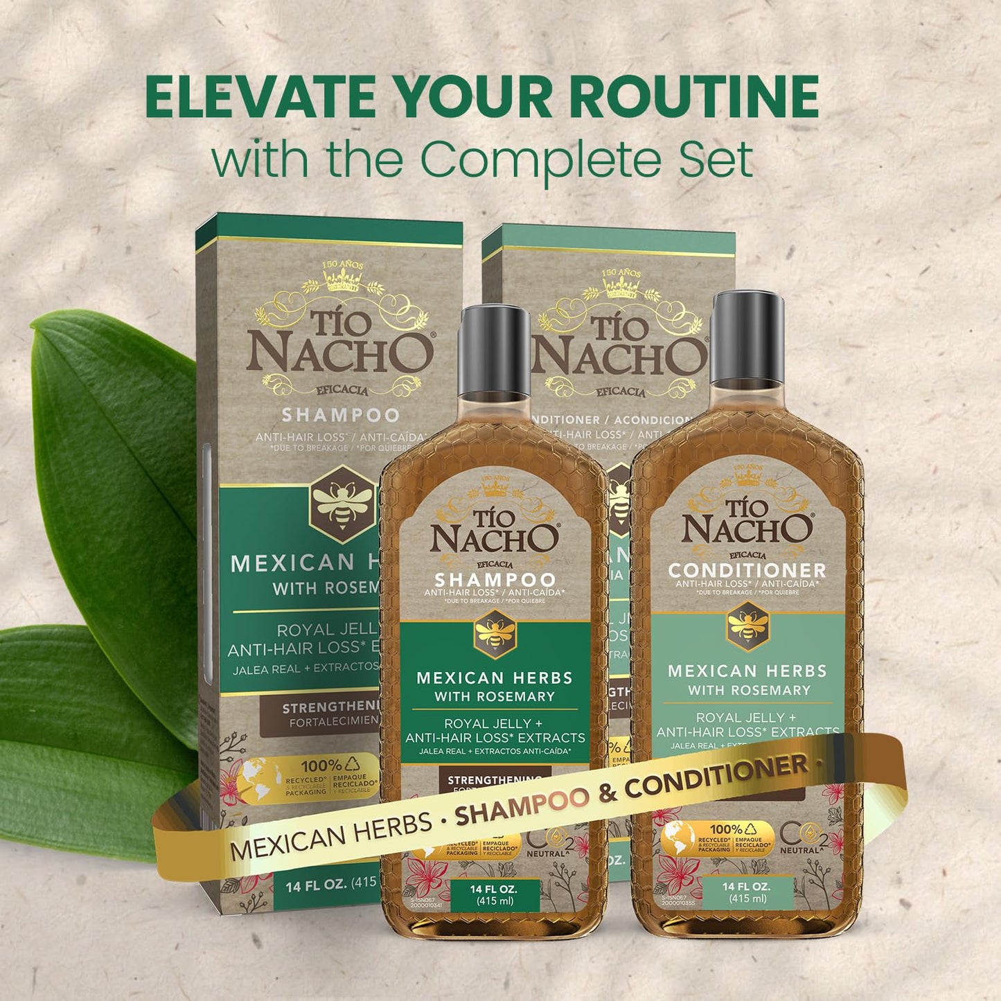 Tio Nacho Mexican Herbs Shampoo - Strengthening Formula with Royal Jelly & Ginseng | 32 Fl Oz