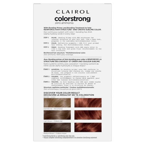 Clairol ColorStrong Permanent Hair Dye - Ammonia-Free, 100% Gray Coverage, 6.4 Light Copper Brown | Pack of 1