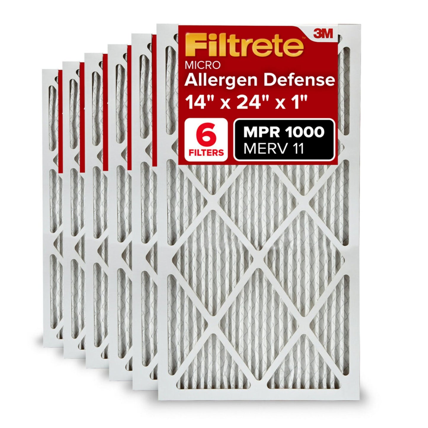 Filtrete 10x20x1 AC Furnace Air Filter, MERV 11, MPR 1000, Micro Allergen Defense, 3-Month Pleated 1-Inch Electrostatic Air Cleaning Filter, 6 Pack (Actual Size 9.81x19.81x0.81 in)