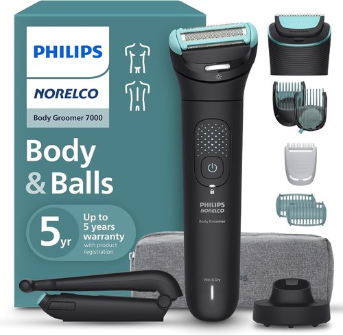 Philips Norelco Body Groomer 7000 Series - Waterproof Men's Full Body Trimmer with Travel Case & Flexing Head