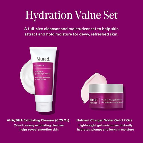 Murad Smooth & Replenish Value Set - Full-Size AHA/BHA Cleanser & Water Gel Moisturizer - $117 Value