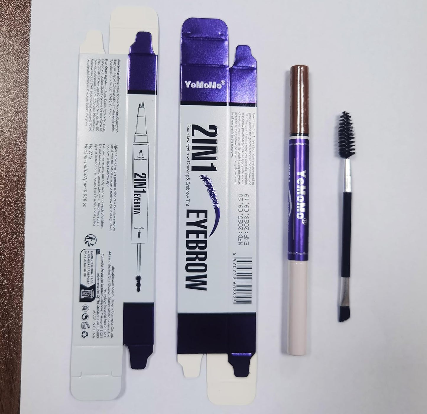 Skiennix 2-in-1 Eyebrow Pen - Waterproof Microblading Pencil with Tinting Gel | 5 Natural Shades, Dark Brown