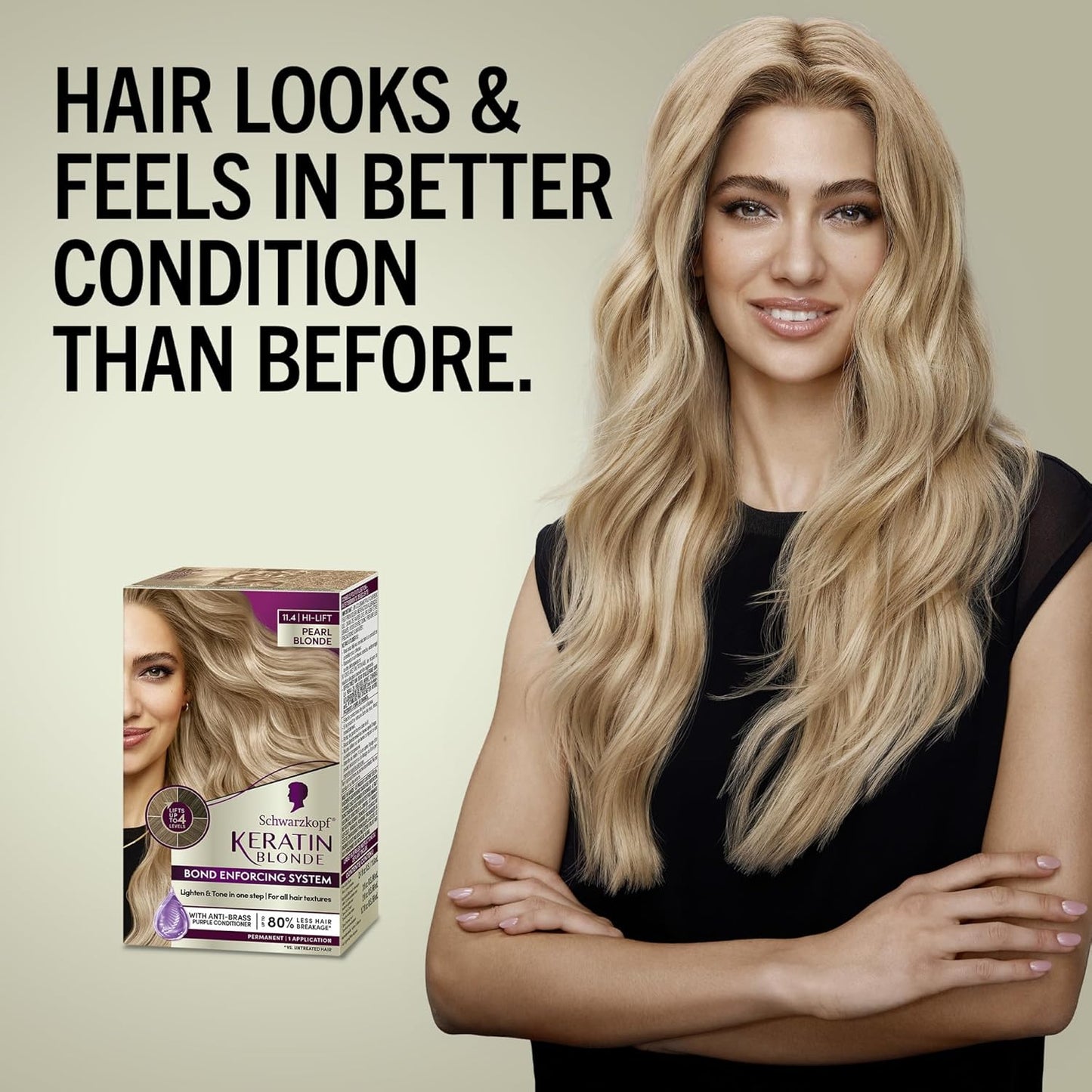 Schwarzkopf Keratin Blonde Hair Dye - 11.4 High Lift Pearl Blonde | Professional Permanent Color with Bond Enforcing System & Pre-Color Serum