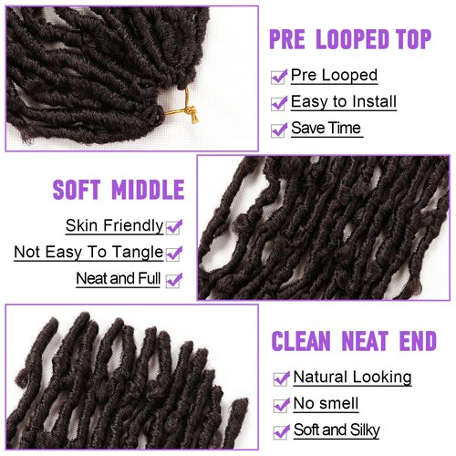 Butterfly Locs Crochet Hair-7 Packs Faux Locs Crochet Hair 12 Inch Distressed Soft Locs Crochet Hair For Black Women (12 Inch(Pack of 7), 4#)