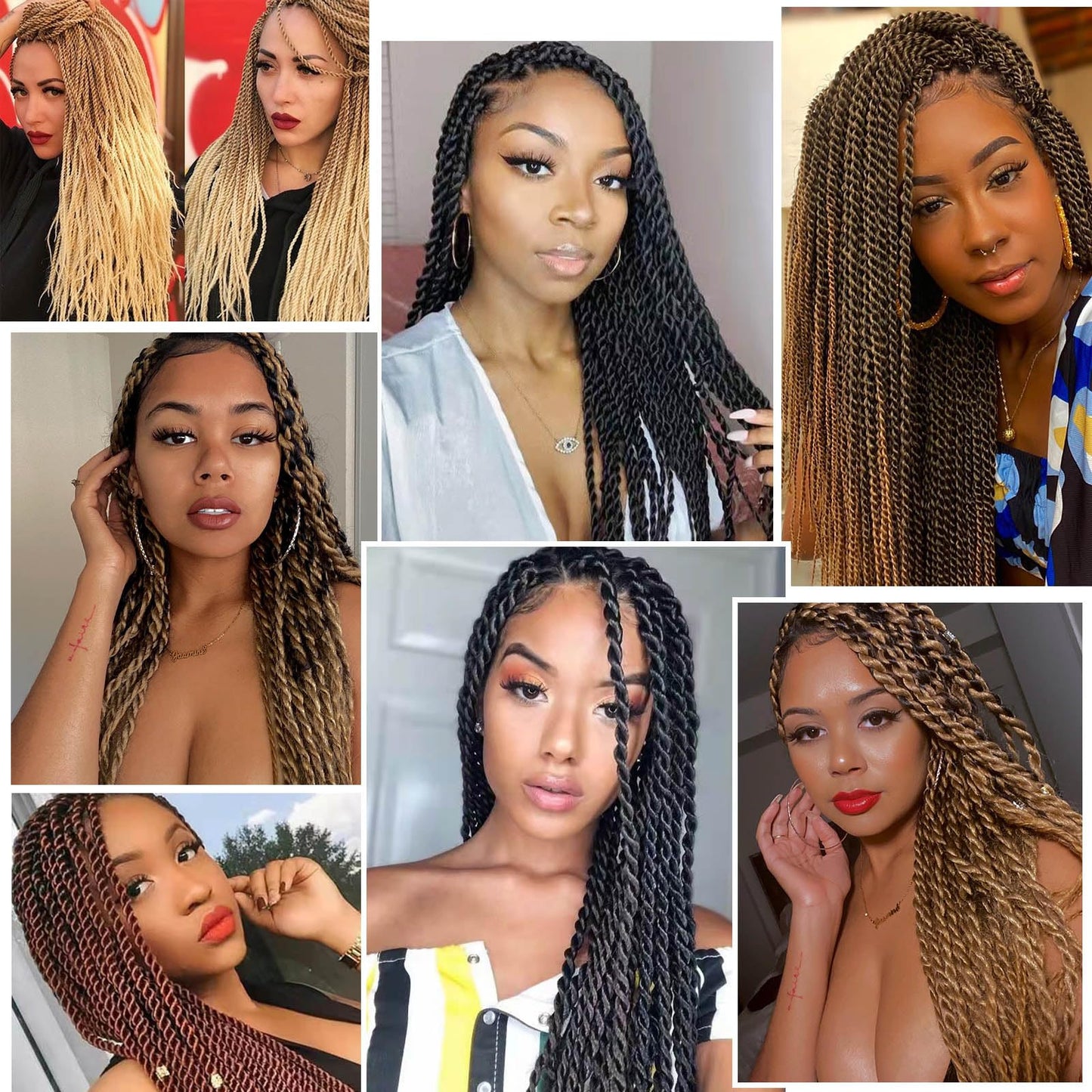 BEFUNNY Senegalese Twist Crochet Hair-8 Packs 18 Inch Two Tone Senegalese Twist Crochet Braids For Women Human Hair,Black/Brown Pre Looped Crochet Braids, Synthetic Twist Crochet Hair (18in,T1B/30#)