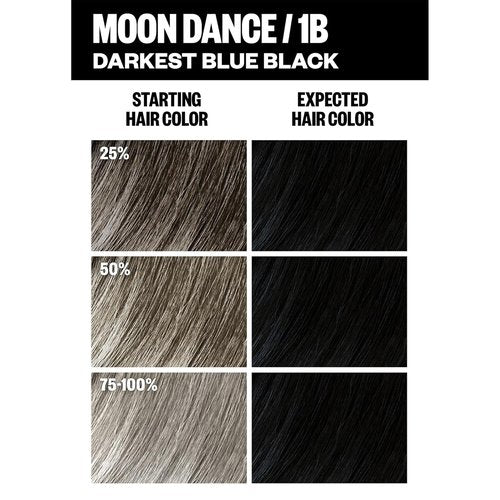 IGK Permanent Hair Dye Color Kit - 1B Moon Dance Darkest Blue Black | 100% Gray Coverage & Shine