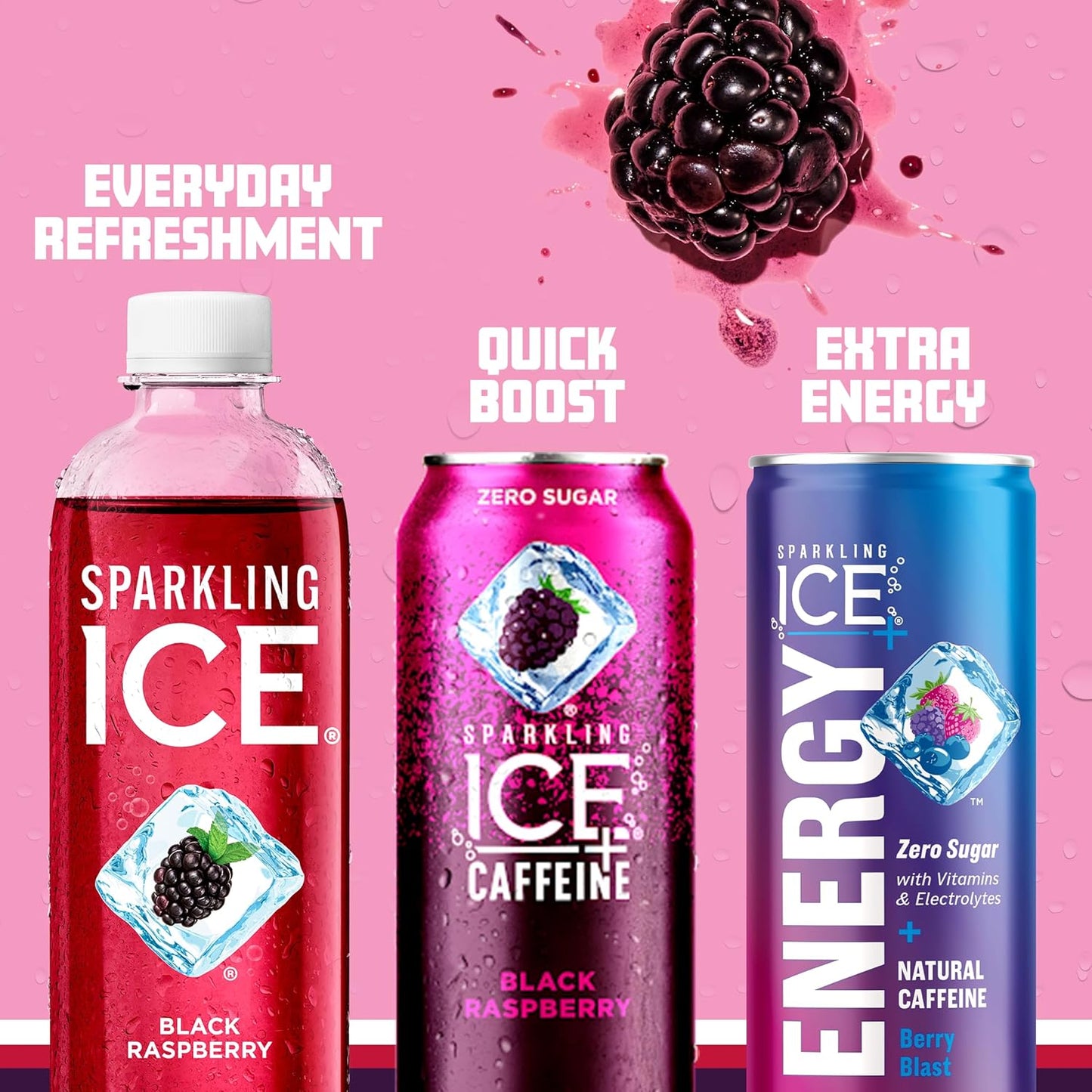 Sparkling Ice Black Raspberry Sparkling Water - Zero Sugar, Low Calorie, Vitamins & Antioxidants | 17 fl oz Bottles (Pack of 12)