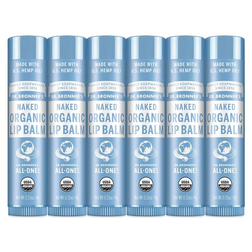 Dr. Bronner’s Organic Lip Balm 6-Pack (.15oz) Natural, Moisturizing, Petroleum-Free Lip Moisturizer with Beeswax & Avocado Oil for Dry Lips, Men & Women - Unscented