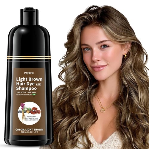 Regine Switzerland Light Brown Hair Dye Shampoo - 100% Gray Coverage, Herbal 3-in-1 Formula, Nourishing & Ammonia-Free