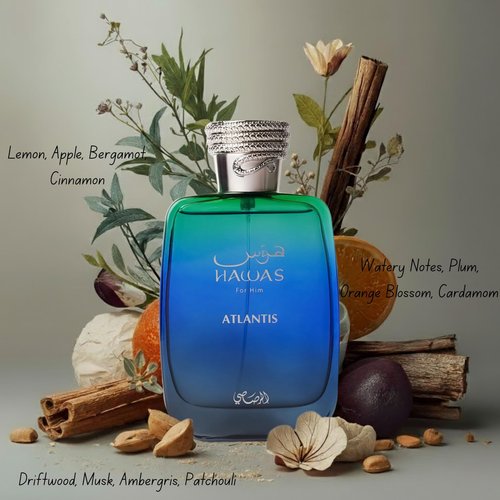 RASASI Hawas Atlantis Eau de Parfum for Men, 100ml (3.4 oz) Fresh & Modern Scent Spray