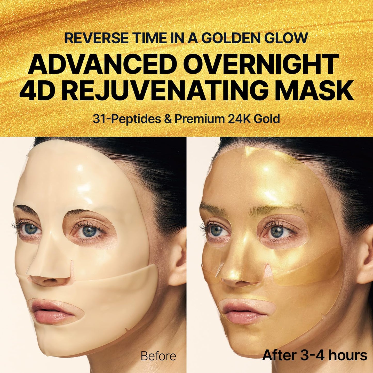 SUNGBOON EDITOR Silk Peptide EGF Gold Overnight Mask - Hydrating Glass Skin Treatment, 4 Pack