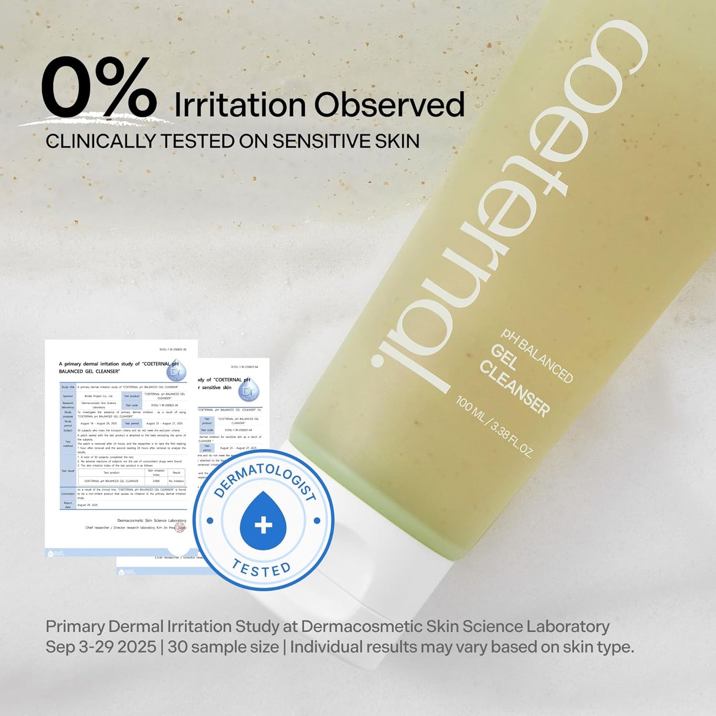 Skiennix pH Balanced Gel Cleanser - Hydrating Korean Foaming Face Wash with Algae11 & Kelp Powder | 100ml/3.38 fl.oz.