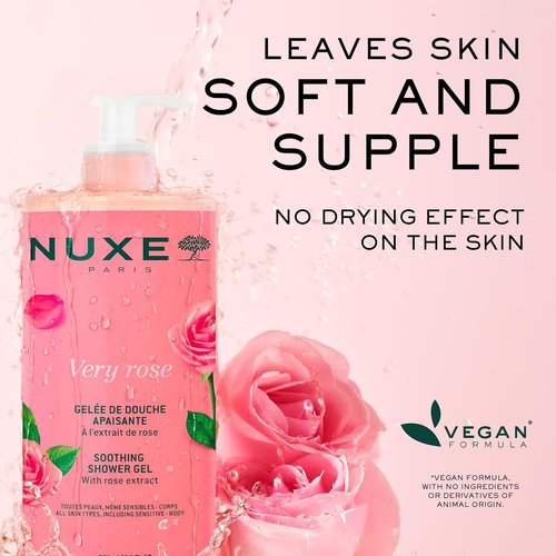 NUXE Very Rose Shower Gel - Soothing Body Wash for All Skin Types | Delicate Rose Scent