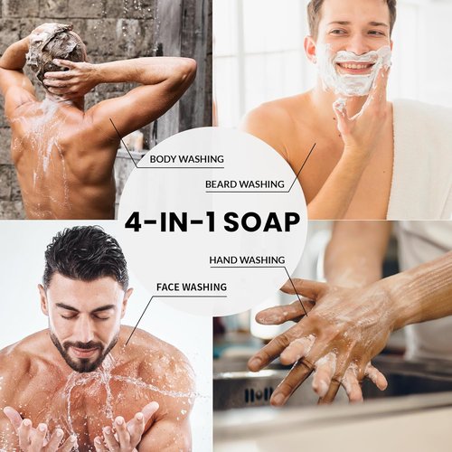 Rinse & Robust Men's Bar Soap Gift Set - Moisturizing & Exfoliating Cleansing Bars | 4 Scents, 5.3 oz Total